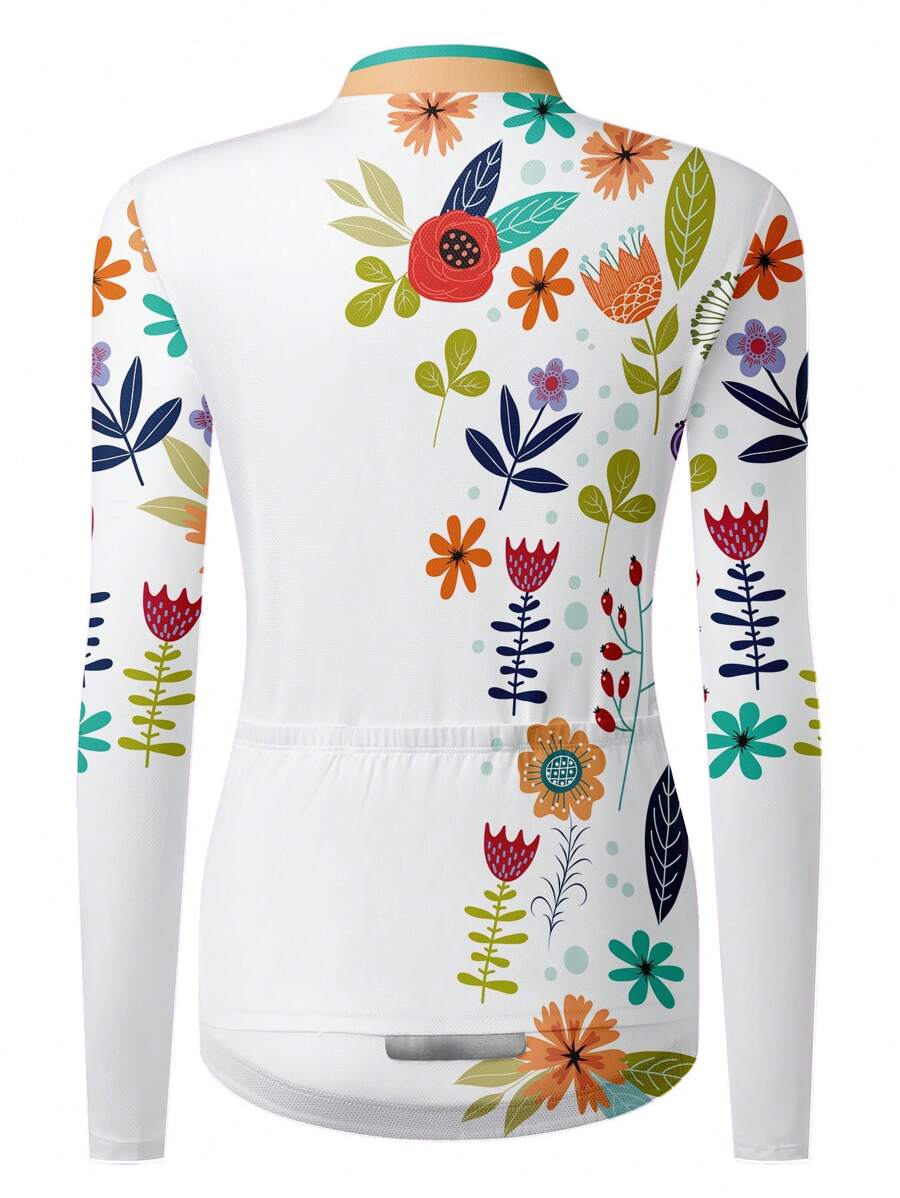 Camisa Ciclismo  Manga Longa Pássaro Florido