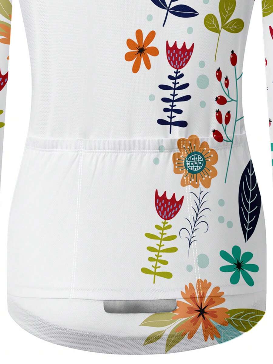 Camisa Ciclismo  Manga Longa Pássaro Florido
