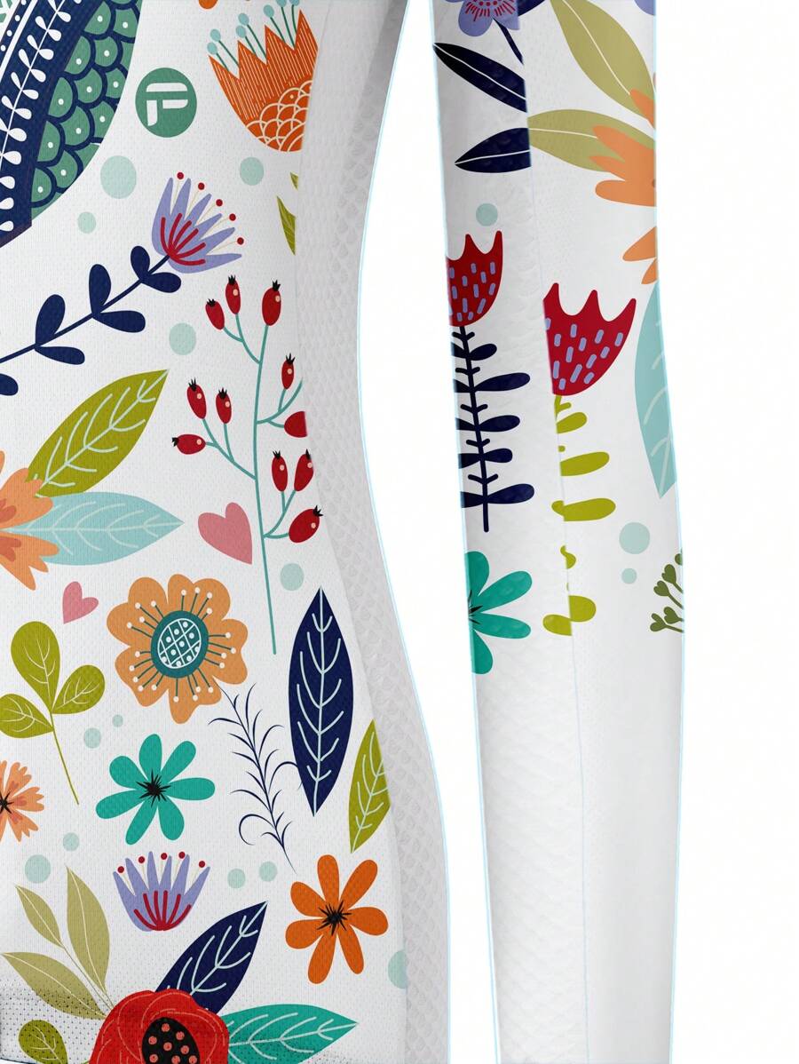 Camisa Ciclismo  Manga Longa Pássaro Florido